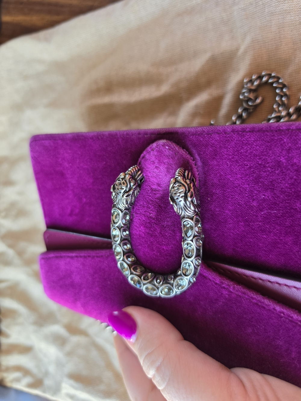 Gucci Dionysus Velvet Super Mini Chain Bag - Picture 12 of 16